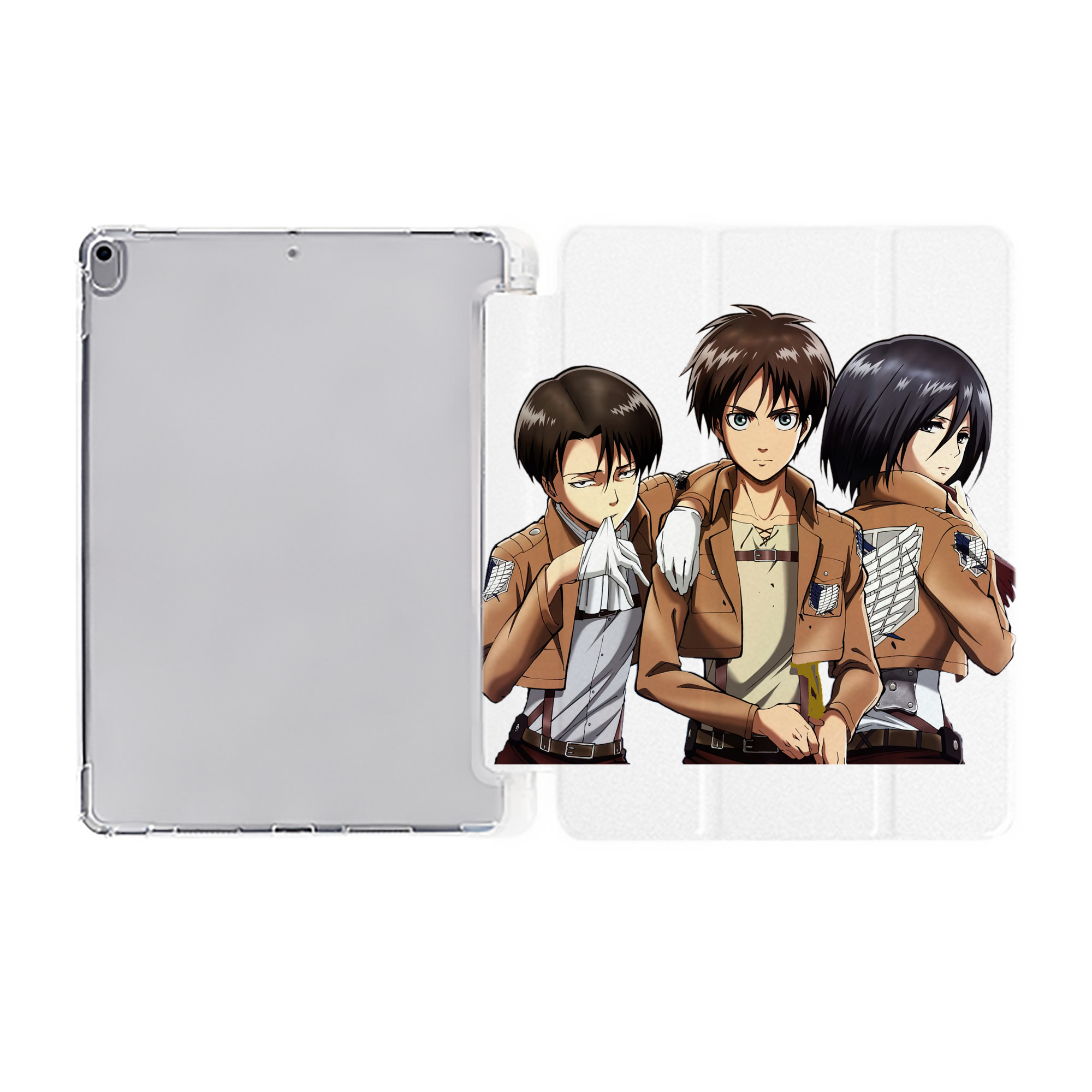 （画像用） 進撃の巨人 エレン･イェーガー Attack on Titan Eren Jäger IPad ケース ペン収納付き 三つ折りスタンド PUレザー×シリコン 対応機種9.5/10.5/10.9インチ